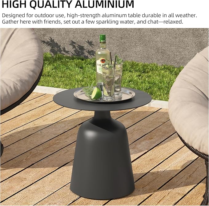 TWT 3-Piece Outdoor Conversation Set, Woven Rope Patio Sofa & Table in Gray. Quick assembly, water-resistant easy-clean cushions. Weather resistant and space-saving, great for indoor & outdoor spaces.