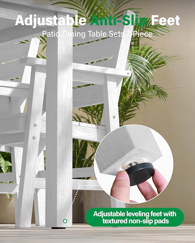 YEFU Outdoor Patio Table HIPS: 67" Rectangle Outdoor Dining Table with Umbrella Hole & Metal Aluminum Frame - All-Weather Patio Dining Table for 6 Modern Outside Furniture for Deck Garden White