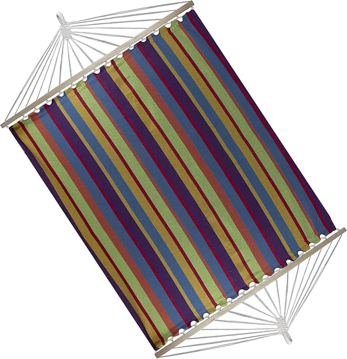 Northlight 32816547 Green 59" x 78" Purple and Yellow Striped Poly Cotton Hammock