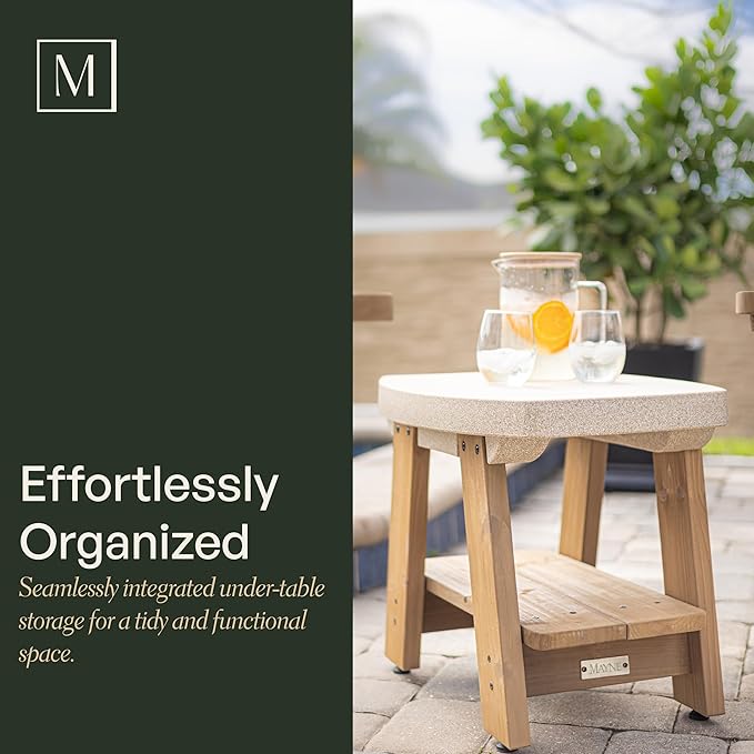 Mayne Mesa Outdoor Patio Conversation Set – Modern Adirondack-Style Chairs with Wood-Tone Arms and Matching Side Table – Weather-Resistant Furniture