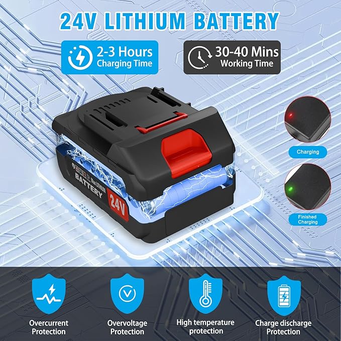 ALSO GO 24V Cordless Weed Wacker Lawn Edger, Electric Lightweight Battery Powered String Trimmer, 3-in-1 Brush Cutter Wire Brush & Guide Wheel for Garden Edging (2 Batteries, 2.0Ah, Blue)