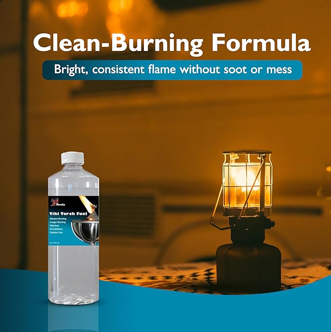Firefly Fuel Tiki Torch Fuel – Clean-Burning Outdoor Lamp Oil for Tiki Torches and Lanterns. Low Smoke, Pure, Odorless Formula, Long-Lasting – Outdoor Patio & Garden Use - 32oz