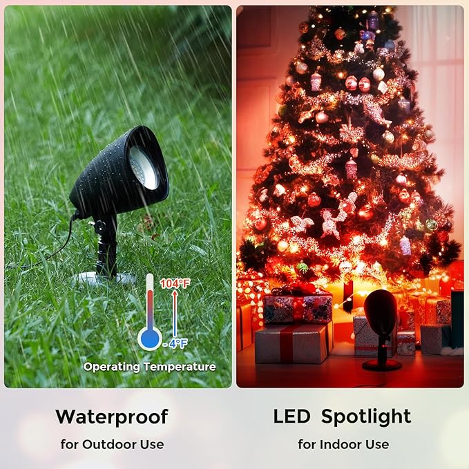 SURAIELEC LED Spotlight, Remote Control Spot Lights Outdoor, Indoor Plant Uplighting with Base, Landscape Light for Yard, Trees Holiday Decor, Red Green Yellow Warm Glow, Waterproof, 10FT Cord