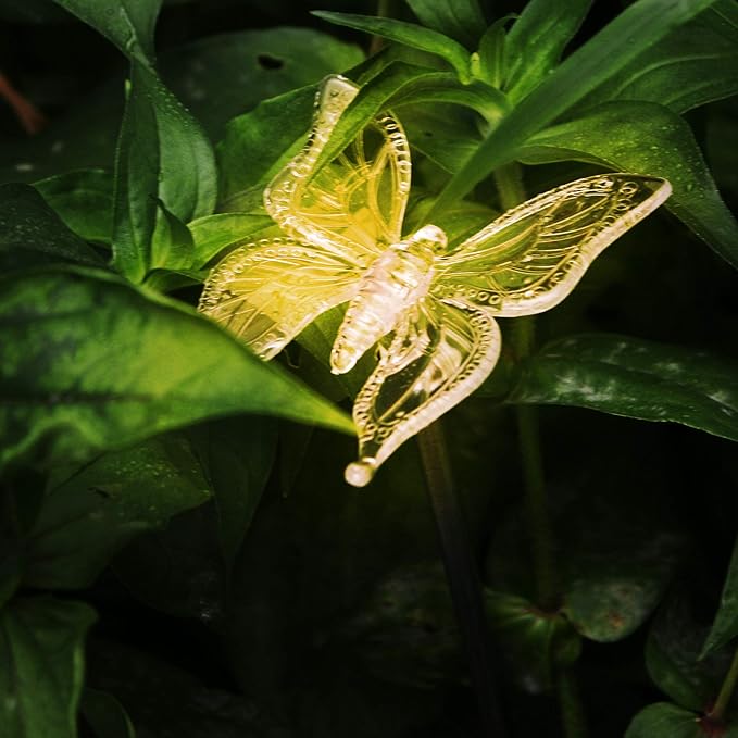CANDLE CHOICE Solar Powered Landscape LED Lights Outdoor Waterproof Color Changing Garden Stake Lights for Outside Yard Lawn Flowerbed Plant Path Christmas Decorations Figurine Butterfly 2 Pack