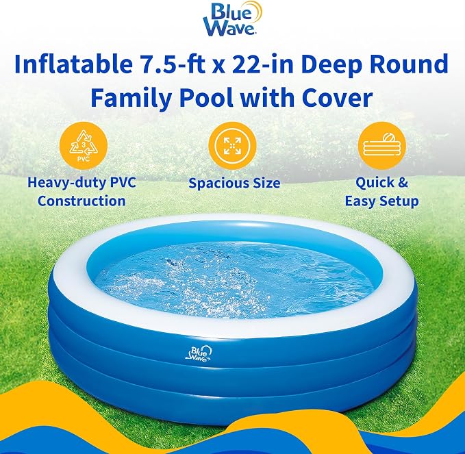 Inflatable 7.5-ft x 22-in Deep Round Family Pool with Cover