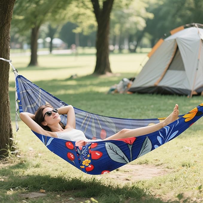 Cartoon Oberonia Royal Blue 330lb Capacity Hammocks with Portabl Carry Bag Rope Hammock for Outside Patio Backyard Poolside Base para poner hamaca
