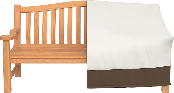 Amazon Basics 3-Seater Outdoor Patio Furniture Cover, Waterproof, Anti-UV, Durable with Secure Straps, Beige/Tan