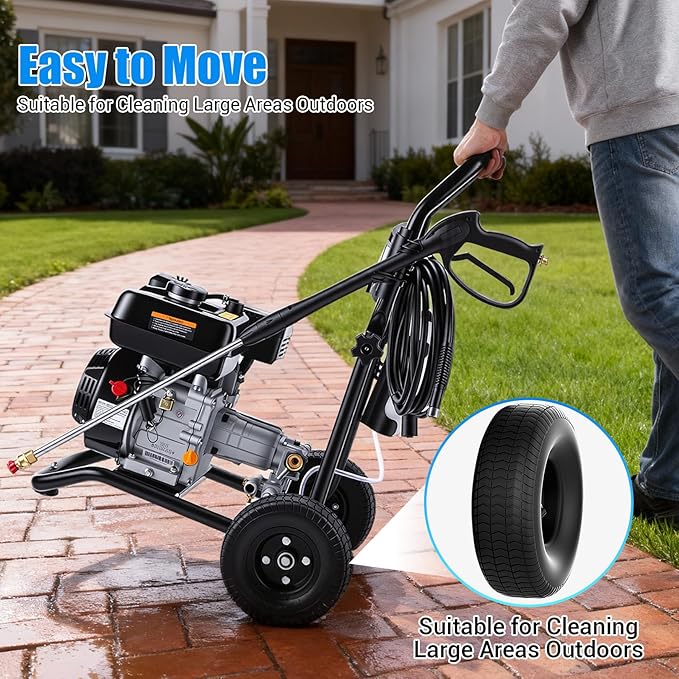 Gas Powered Pressure Washer 4200 PSI Gas Power Washer 4.0 GPM 212CC Commercial High Pressure Washer Cleaner with 25ft Hose, Spray Gun and Extension Wand, 5 Quick Connect Nozzles,Copper Pump