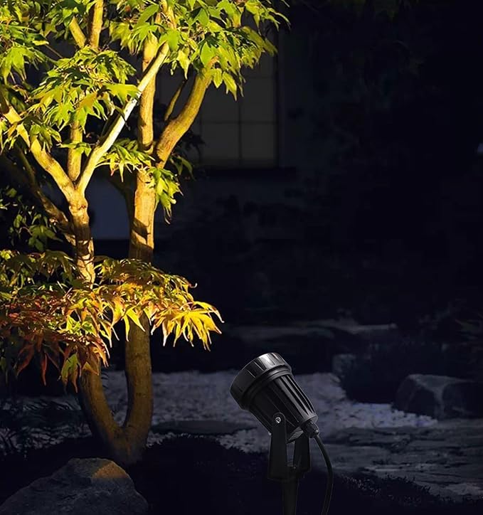 Outdoor Landscape LED Lighting 12W Waterproof Graden Lights COB Led Spotlights with Spiked Stand for Lawn Decorative Lamp Self wiring 85-265V 3000K-6000K Lawn Lights (4 Packs) (Warm white 3000K)