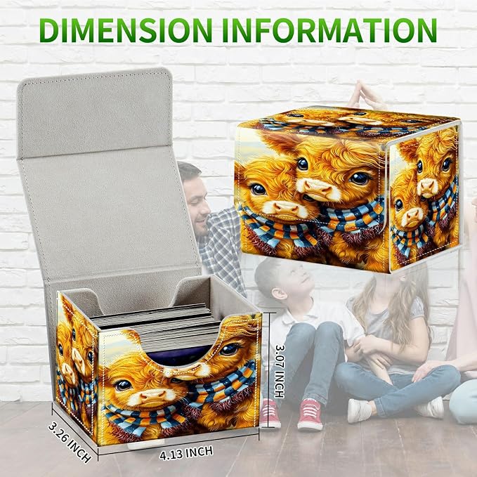Card Deck Box for MTG, Cards Storage Box Fits 120+ Sleeved, Leather Small Size Strong Magnetic Closing Card Case for Board Games Magic TCG CCG Baseball Collection, Scarf Scalper