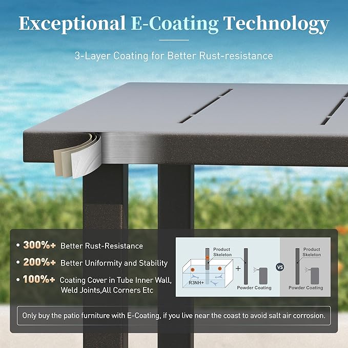 Patio Dining Set 5 Piece, 4 x Woven Rattan Swivel Chairs with Waterproof Cushion, 34.2" Square Metal Dining Table with Umbrella Hole, Outdoor Table and Chairs Set for Backyard Lawn and Deck, Beige
