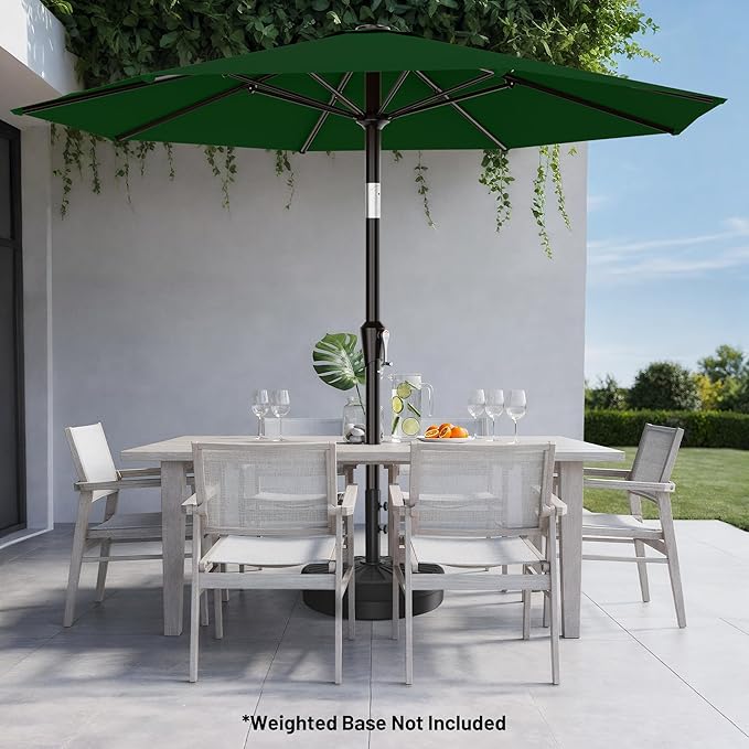 AreShark 10 FT Outdoor Patio Umbrella, Patio Table Umbrella with Push Button Tilt and Crank, Outdoor Patio Umbrellas with 8 Fiberglass Ribs, Patio Umbrellas for Market, Garden, Pool (Dark Green)