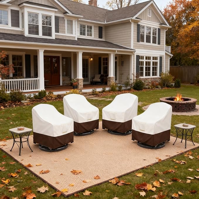 Bitubi Waterproof 4 Pack Outdoor Swivel Chair Cover for Patio Chair Size Up to 35W x 37D x 38.5H inch,Outdoor Lawn Patio Furniture Covers (Brown)