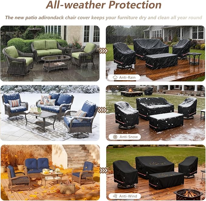 Patio Furniture Covers Set 4 Piece,600d Heavy Duty Outdoor Furniture Covers Waterproof for Outdoor Couch,Lawn Chair, Coffee Table(Medium,Black)