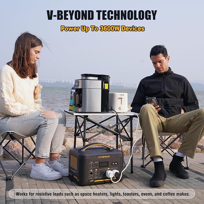 VTOMAN Jump 1800 Portable Power Station with 200W Solar Panel, 1800W/1548Wh LiFePO4 Battery Solar Generator with 1800W Constant-Power, PD 100W Type-C, Capacity Expandable for Camping, Home Backup