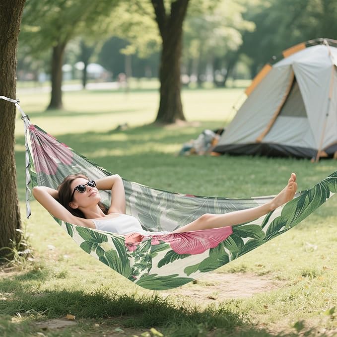 Tropical Flowers Red 330lb Capacity Hammocks for Camping Indoor Hammock for Camping Travel Accessories Base para hamacas