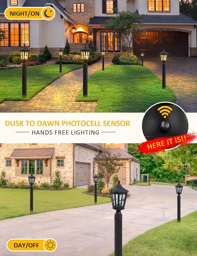 Post Light Outdoor with 3-Inch Pier Mount Base, 17''H Exterior Post Light Fixture,Waterproof IP65 Classic Die Cast Aluminum with Water Ripple Glass, E26 Base 60W Max,Matte Black