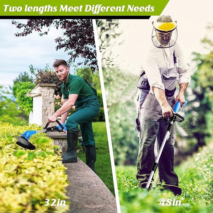 Lipoliftco Weed Wacker Cordless, 12V Battery Powered Lawn Edger, Grass Cutter with 2 * 2000mah Rechargeable Batteries and 3 Types of Blades, Lightweight Electric Mower for Garden and Yard Lawn