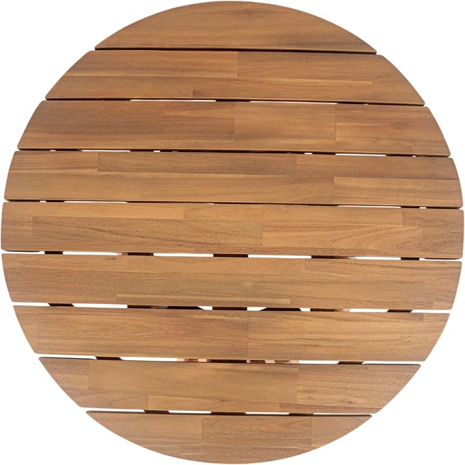 Merax Patio Outdoor Acacia Wood Round Coffee Table for Backyard, Lawn, Balcony, Easy Assemble Teak
