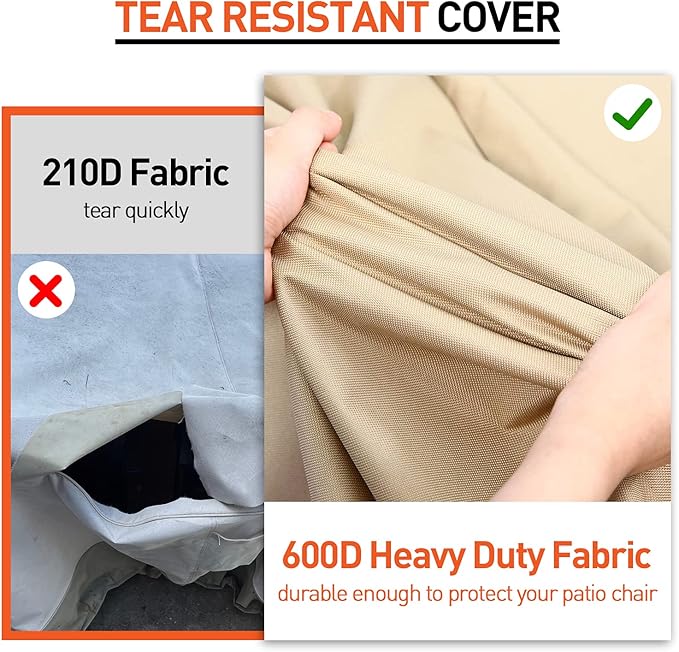 Arcedo Waterproof Patio Chair Covers, Heavy Duty Outdoor Lounge Chair Covers, Patio Furniture Covers for Lawn Swivel Rocking Chairs, All Weather Protection, 34"W x 37"D x 36"H, 2 Pack, Beige & Brown