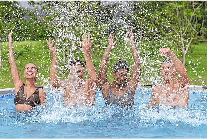 12' x- 48" Round Above Ground Swimming Pool Set with Sand Filter Pump, Ladder & Cover – Durable Steel Frame Outdoor Pool for Backyard Family Fun