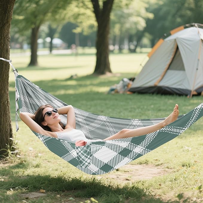 Green Checkerboard 330lb Capacity Camping Hammocks Portable Hammock for Indoor Outdoor Patio soporte para hamacas para adultos