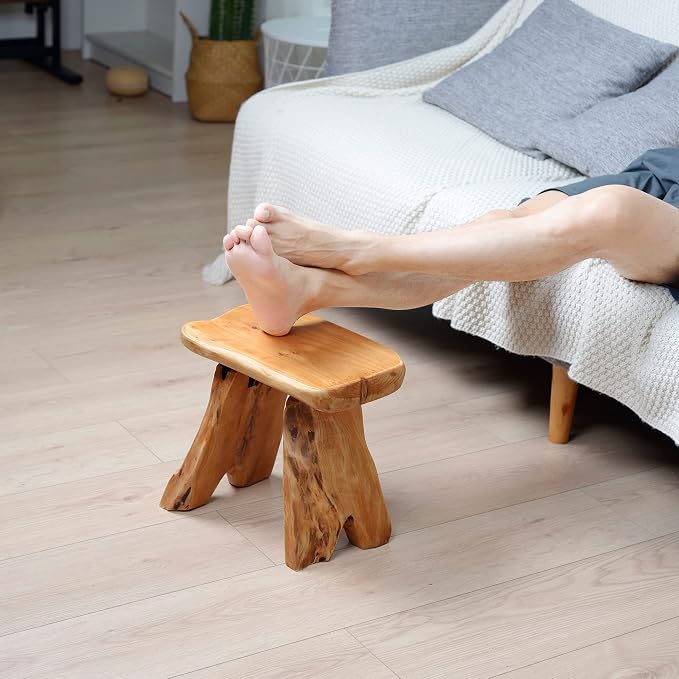 Brefhome Solid Cedar Tree Stump Stool, 12.2"H Small Outdoor Wood Side Table | One-of-a-kind, natural cedar wood, no assembly required, 200 lbs load capacity, waterproof coating, for outdoor & inside home