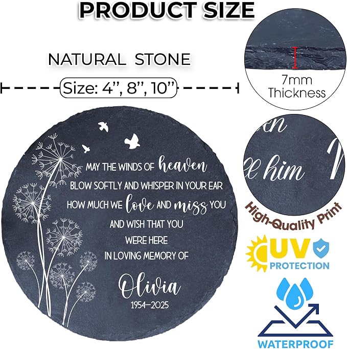 Personalized Memorial Garden Stone with Sympathy Poem Card, Outdoor Grave Marker Tribute, Memorial Keepsake, Bereavement Plaque for Loss of Loved One In Memory Mom Dad Grandpa Grandma Aunt Husband