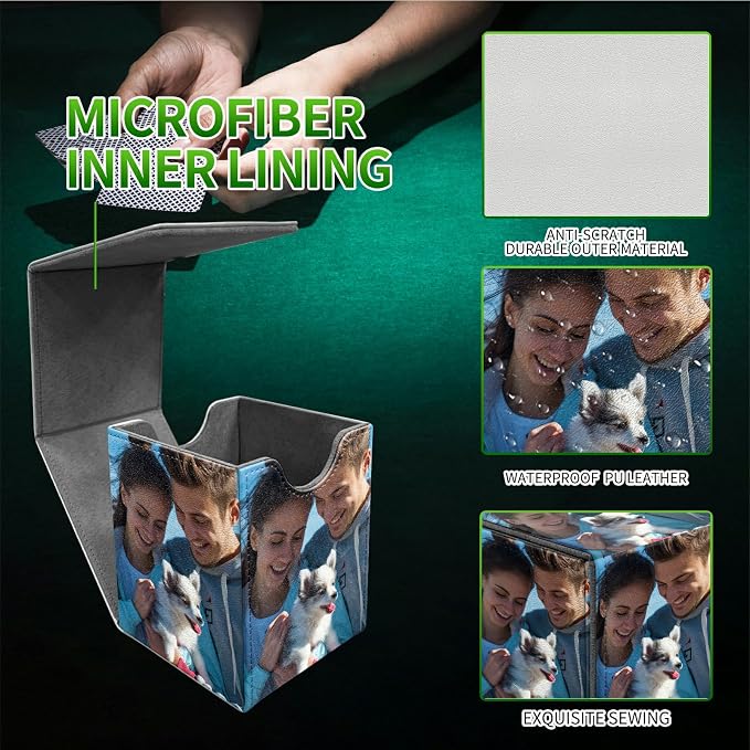 Customized Card Deck Box for MTG, Personalized Card Storage Case Fits 120+ Sleeved Cards, Premium Leather TCG Box with Strong Magnetic Closure for Magic, CCG, PTCG, Baseball Cards