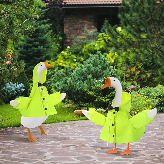 Raincoat Goose Outfit Porch Goose Clothes for Cement Statue Porch Outdoor Garden Yard Patio Lawn Art Decor(23" H)