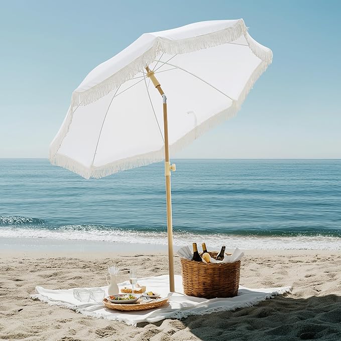 Aohanoi Outdoor Umbrella - Sun Protection, Rain Resistant, Windproof with Manual Open-Close Feature - Ideal for Beach, Camping, and Picnics