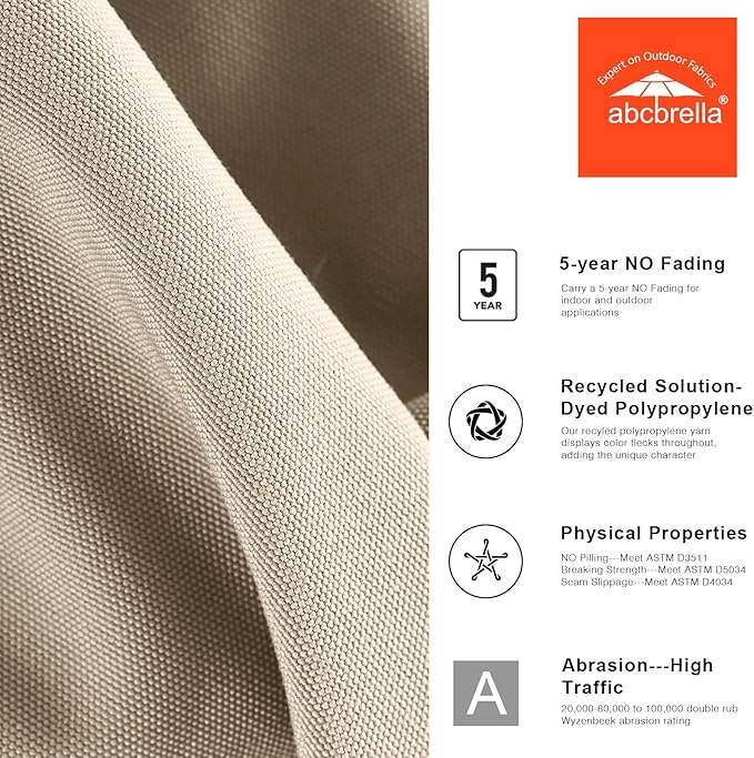 ABCCANOPY OLEFIN® 5-Year No Fading 9FT Patio Umbrella, Outdoor Table Umbrella with 8 Sturdy Ribs for Deck, Backyard, Yard (Beige)