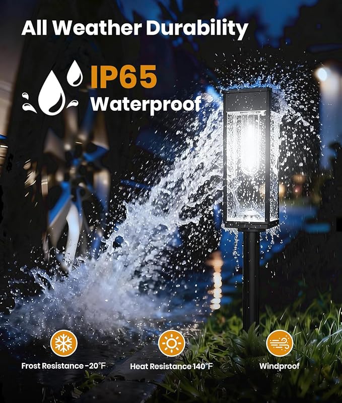 ALFIOT Solar Pathway Lights Outdoor, 2 Pack Bright Solar Lights Outdoor, IP65 Waterproof Solar Garden Lights Solar Powered Landscape Lighting for Yard Patio Walkway Driveway Pathway (Cool White)