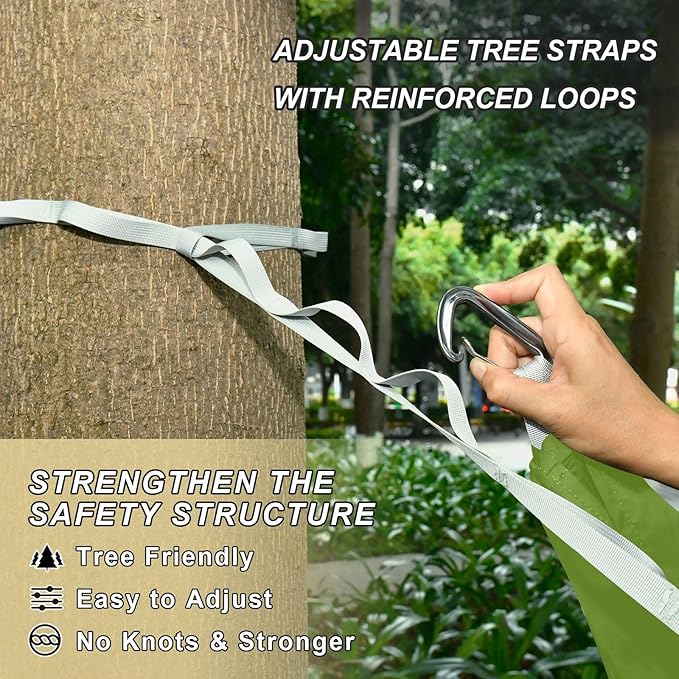 Olive Drab Solid Color Pure Plain Green 330lb Capacity Hammocks for Camping with Tree Straps Backyard Hammock for Outside Beach Patio Garden macas mexicanas de Patio para Adulto