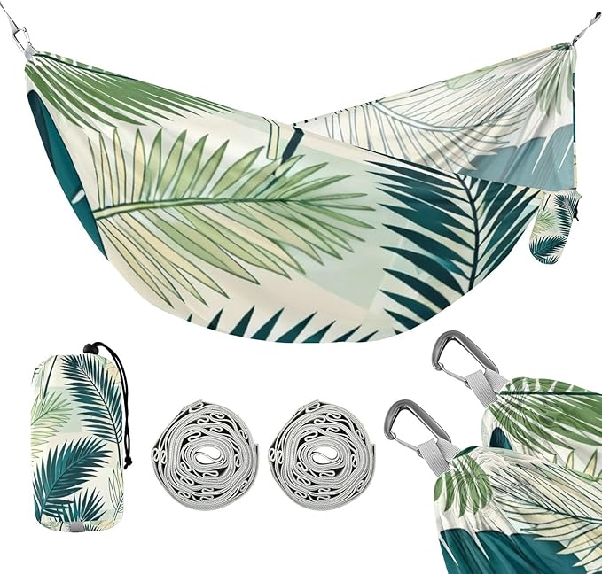 Tropical Leaf Hammocks with Tree Straps Swing Hammock for Indoor Outdoor Patio