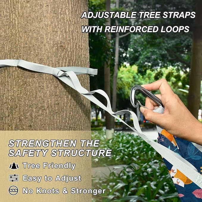 Camping Hammock Outdoor Hammocks for Outside Orange Fox Cute Beach Trees Portable Lightweight with Pockets Tree Straps Indoor