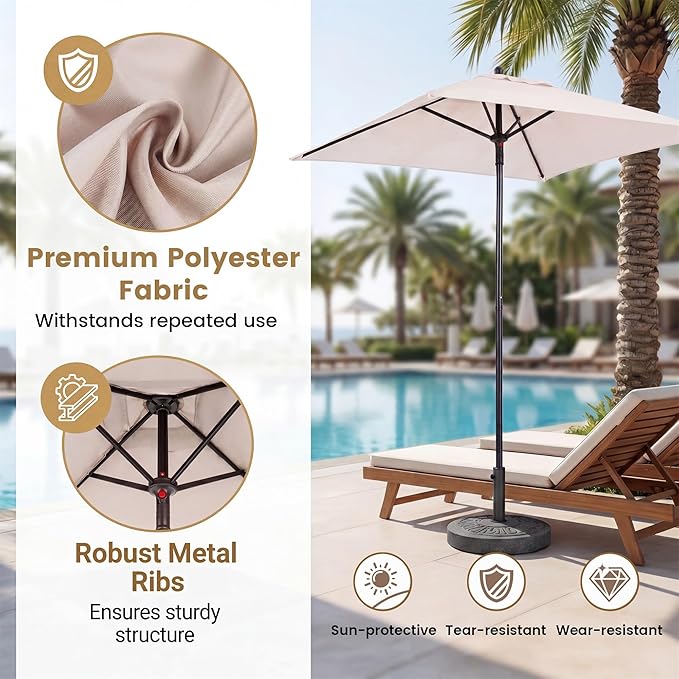 Giantex 5ft Square Patio Umbrella, Outdoor Table Umbrella with Push Bottom Tilt, 4 Sturdy Ribs, Fade Resistant & Waterproof Canopy, Market Umbrella for Deck, Pool, Backyard, Garden, Beach