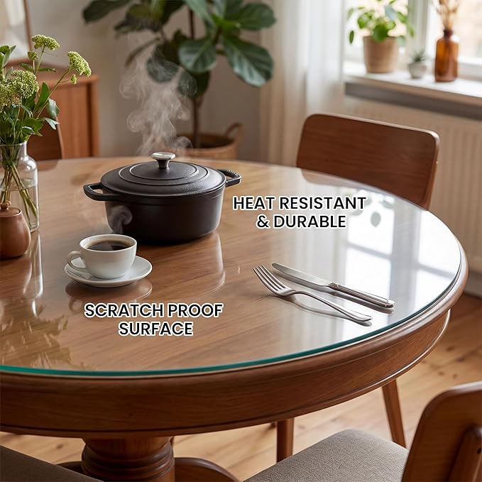 36" Tempered Glass Table Top Round Transparent Table Surface 1/4'' Thick Pencil Polished Edge Multipurpose for Dining, Coffee, Restaurant and End Table (36 inch)