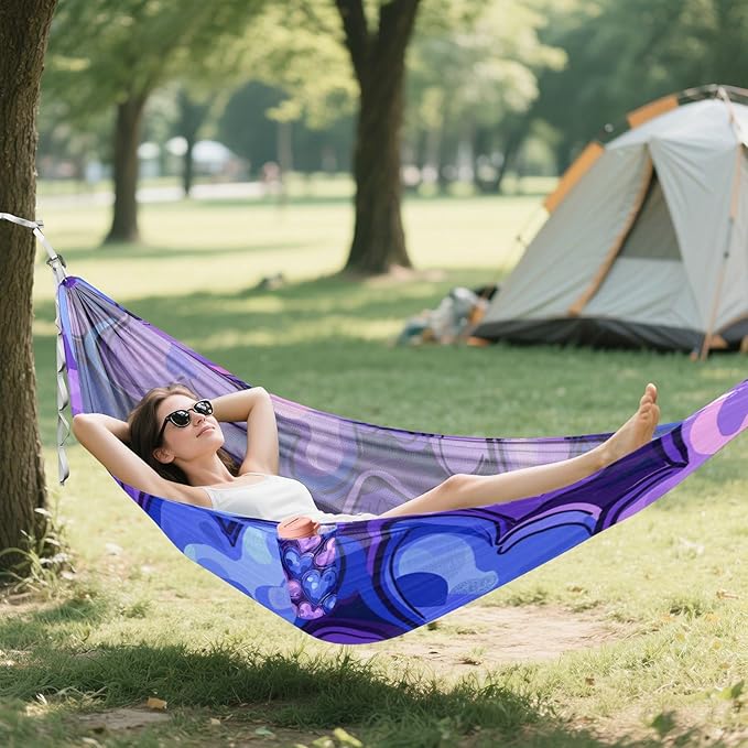 Valentine Purple Heart 330lb Capacity Hammocks for Camping with Hanging Rope Indoor Hammock for Indoor Outdoor Patio Base para poner hamaca