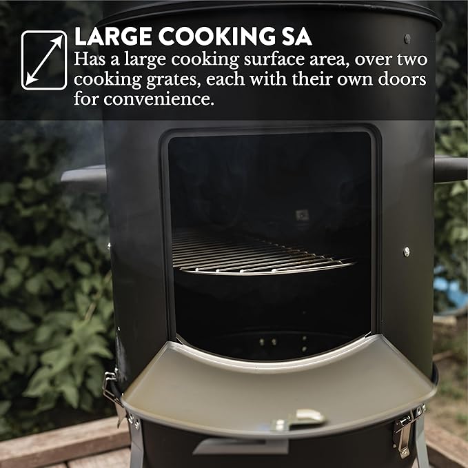 GasOne CSM-18 Vertical Smoker – 18 Inch Heavy Duty Charcoal Smoker – Multipurpose Charcoal BBQ Grill Smoker for Outdoor – Easy Assembly, 1 Access Door Grill with Smoker