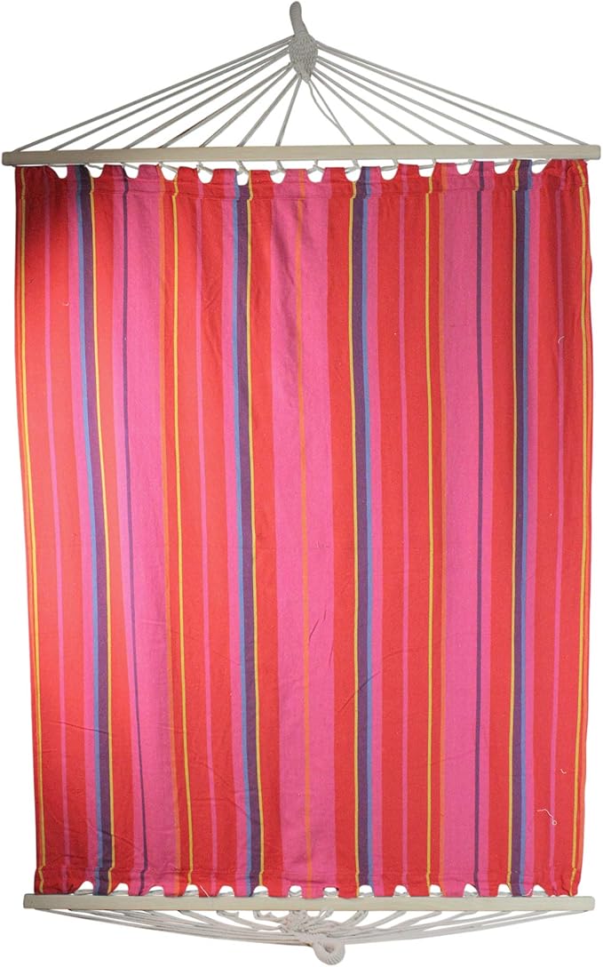 Northlight 32816539 Red 59" x 78" Yellow and Pink Striped Poly Cotton Hammock