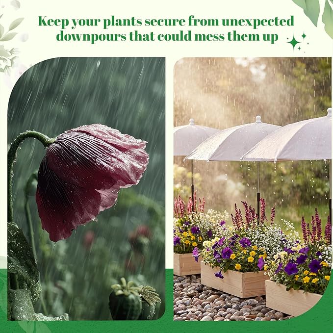 3 Pack Plant Umbrellas for Outdoor Plants Clear Transparent Plant Shade Umbrellas 23.6 Inch with Straight Pole for Potted Plants Seedlings Flowers Garden Beds