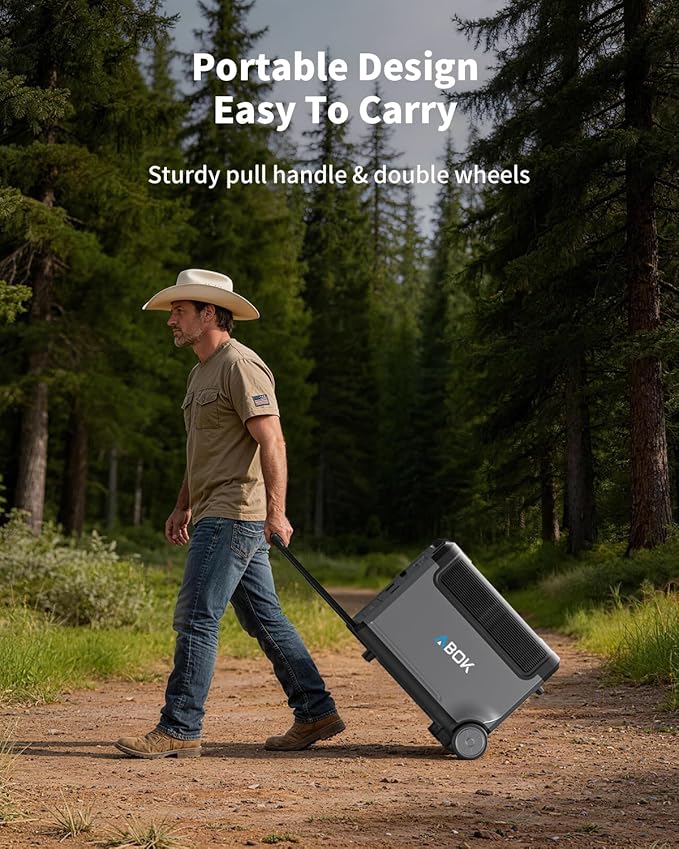 ABOK Ark3600 Portable Power Station with Extra Battery, 7680Wh LiFePO4 Battery(2 × 3840Wh), 2000W Max Solar Input, 3600W Solar Generator for Home Backup, Camping, RV, Father's Gift