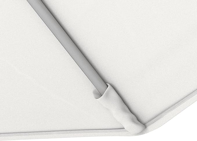 California Umbrella 11Ft Sunbrella Patio Umbrella, Fiberglass Ribs, Hand-Crank, Tilt-Collar, White Frame, Natural Fabric