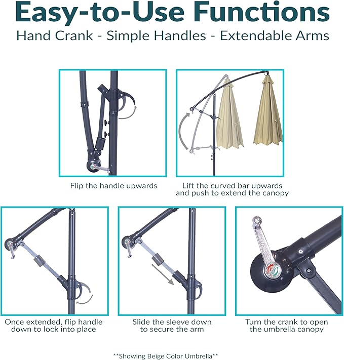 Sunnydaze 10ft Offset Cantilever Patio Umbrella with Base Included - Large Outdoor Umbrella for Patio