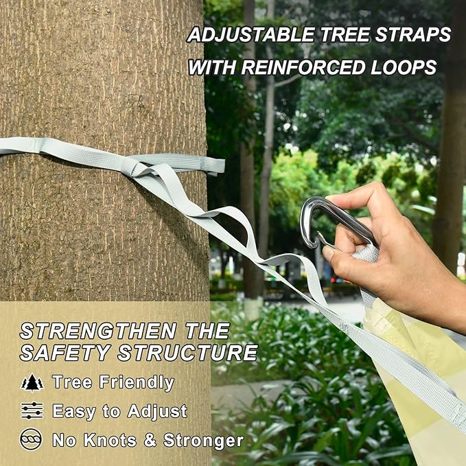 Yellow Vertical Stripe 330lb Capacity Outdoor Hammock with Tree Straps Portable Hammock for Camping & Hiking Essential accesorios para campamento