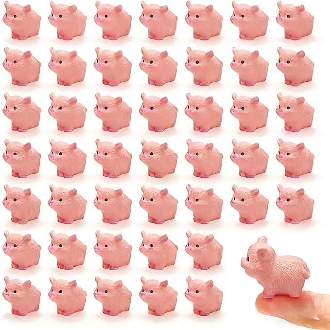 50 PCS Mini Pink Pig Figurines - 1.2" Resin Fairy Garden Animals for Terrarium Decor, Wedding Centerpieces, Desk Accessories & DIY Craft Projects