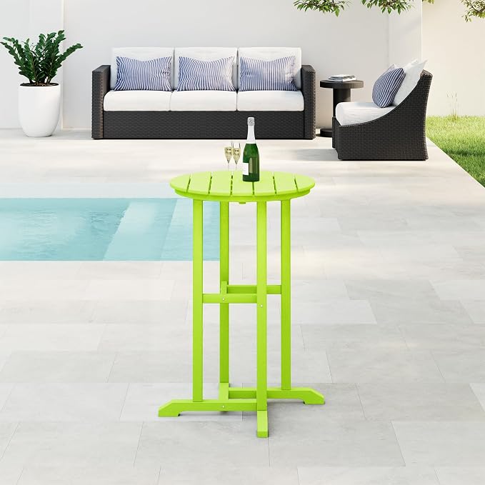 WestinTrends Malibu 37" Counter Height Round Outdoor Patio Bistro Bar Table, Lime