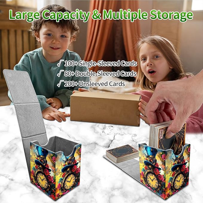 Sunflower Yellow Cow Card Deck Box for MTG, Personalized Card Storage Case Fits 120+ Sleeved Cards, Premium Leather TCG Box with Strong Magnetic Closure for Magic, CCG, PTCG, Baseball Cards
