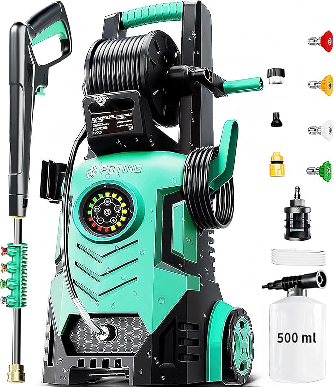 2026New Pressure Power Washer 5000PSI with Adjustable Touch Screen 8 Level, 34" Tall, 4 Quick Connect Nozzles,Inlet Hose&Filter&500mlFoam Cannon for Cars/Fences/Driveways/Home Cleaning (Blue)